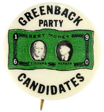 "GREENBACK PARTY CANDIDATES" 1960 JUGATE.