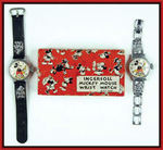 "INGERSOLL MICKEY MOUSE WRIST WATCH" PAIR WITH BOX.