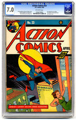 ACTION COMICS #23 APRIL 1940 CGC 7.0 OFF-WHITE PAGES.