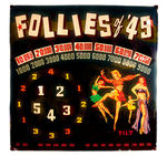 "FOLLIES OF '49" PINBALL GLASS.