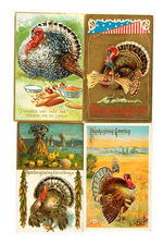 THANKSGIVING POSTCARDS WITH TURKEYS.