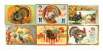 THANKSGIVING POSTCARDS WITH TURKEYS.