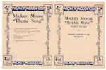 “MICKEY MOUSE” EARLY SHEET MUSIC TRIO c.1930.