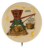 "JANNEY COMMON SENSE MILL" RARE FARMING EQUIPMENT BUTTON.