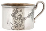 MICKEY & MINNIE SILVER PLATE BOXED UTENSIL SET AND CUP.