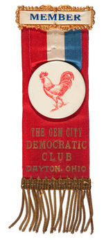 JAMES COX 1920 ERA DAYTON OHIO DEMOCRATIC CLUB RIBBON BADGE.