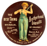 "BROTHERHOOD OVERALLS" CHOICE COLOR MIRROR SHOWING YOUNG WOMAN WITH BARE BREAST.