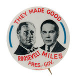 FDR WITH NEW MEXICO GOVERNOR COATTAIL RARE JUGATE BUTTON.