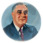 FRANKLIN ROOSEVELT THREE FULL COLOR LARGE PORTRAIT BUTTONS.