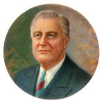 FRANKLIN ROOSEVELT THREE FULL COLOR LARGE PORTRAIT BUTTONS.