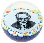 FDR PORTRAIT LARGE GLASS PAPERWEIGHT.