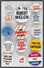 RIGHT WING, ANTI COMMUNIST, JOHN BIRCH, Y.A.F., ETC. 14 BUTTONS 1950s-1970s.