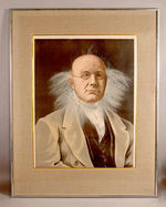 HORACE GREELEY 1872 CAMPAIGN POSTER WITH CARDBOARD FACE AND ACTUAL HAIR ACCENTS.