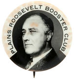 "PLAINS ROOSEVELT BOOSTER CLUB" RARE REAL PHOTO BUTTON FROM 1932.