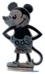 MICKEY MOUSE SILVER/ENAMEL FIGURE ON BASE.