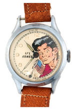 "LI'L ABNER ANIMATED WRIST WATCH" BOXED WATCH WITH AMERICAN FLAG.