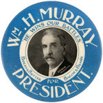 SCARCE "WM. H. MURRAY FOR PRESIDENT BREAD BUTTER BACON & BEANS" PORTRAIT POCKET MIRROR.