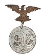 CLEVELAND AND HARRISON MATCHED PAIR OF JUGATE 1888 CAMPAIGN MEDALS WITH EAGLE HANGERS.