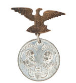 CLEVELAND AND HARRISON MATCHED PAIR OF JUGATE 1888 CAMPAIGN MEDALS WITH EAGLE HANGERS.