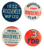 FDR FOUR SCARCE TEXT BUTTONS BUT WITH CONDITION ISSUES.