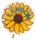 "LANDON" SMALL BUTTON PICTURING SUNFLOWER WITH HIS NAME.