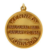 KENNEDY/JOHNSON "INAUGURAL BALL" SOUVENIR MEDALLION GOLD PLATED VERSION.