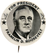 RARE VARIETY OF CLASSIC 1944 FDR BUTTON WITH REAL PHOTO PORTRAIT.