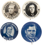 GROUP OF FOUR 1940 WILLKIE PORTRAIT BUTTONS.