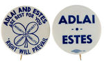 STEVENSON AND KEFAUVER 1956 SLOGAN AND NAME BUTTONS.