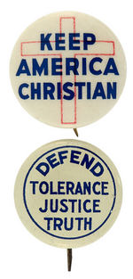 FATHER COUGHLIN RIGHT-WING 'RADIO PRIEST' TRIO OF BUTTONS.