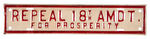 "REPEAL THE EIGHTEENTH AMENDMENT FOR PROSPERITY" 1932 LICENSE PLATE PAIR.