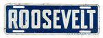 ROOSEVELT THREE LARGE BLUE/WHITE LICENSE PLATES CIRCA 1932.