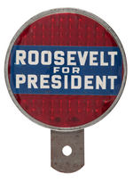 ROOSEVELT TWO ROUND REFLECTIVE LICENSE PLATES WITH ONE ENVELOPE.