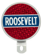 ROOSEVELT TWO ROUND REFLECTIVE LICENSE PLATES WITH ONE ENVELOPE.