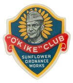 EISENHOWER SCARCE AND EARLY CELLULOID BADGE FROM "SUNFLOWER ORDNANCE WORKS."