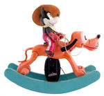 MICKEY MOUSE AS COWBOY ON PLUTO CELLULOID WIND-UP TOY.