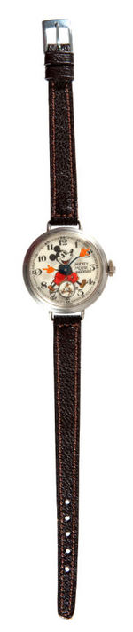 "MICKEY MOUSE" RARE FIRST VERSION ENGLISH WRIST WATCH BY INGERSOLL.