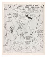 MOTHER GOOSE GOES HOLLYWOOD CELEBRITY MODEL SHEET LOT.