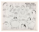 MOTHER GOOSE GOES HOLLYWOOD CELEBRITY MODEL SHEET LOT.