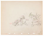 SNOW WHITE AND THE SEVEN DWARFS - DWARFS WITH PICKAXES PRODUCTION DRAWING PAIR.