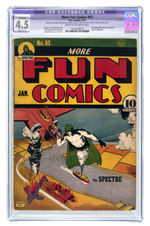 "MORE FUN COMICS" #63 JANUARY 1941 CGC RESTORED APPARENT 4.5 VG+.