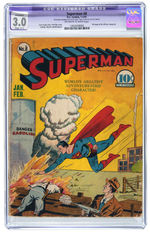 "SUPERMAN" #8 JANUARY-FEBRUARY 1941 CGC RESTORED APPARENT 3.0 GOOD/VG.