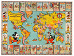 “MICKEY MOUSE GLOBE TROTTERS” CLUB KIT WITH MAP & BUTTON PLUS BREAD WRAPPER.