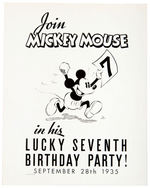 MICKEY MOUSE 7TH BIRTHDAY PUBLICITY PHOTO & BUTTON.