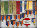 GOLDEN GLOVES TOURNAMENT RIBBONS AND BADGES SPANNING 1933-1979 FROM PAUL MUCHINSKY COLLECTION.