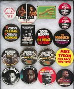 MIKE TYSON CAREER FIGHT BUTTONS SPANNING 1987-2002.