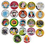 COMIC CHARACTER, CARTOONIST AND TED HAKE ADVERTISING BUTTON ALL FROM KITCHEN SINK PRESS.