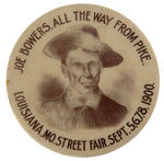 FAMOUS 1850s CALIFORNIA GOLD MINING SONG REFERENCED ON 1900 STREET FAIR BUTTON.