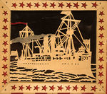 SPANISH -AMERICAN WAR “REMEMBER THE MAINE” LARGE AND ELABORATE WOOD SCROLL WORK FOLK ART DISPLAY.