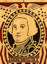 “GEORGE WASHINGTON” LARGE AND ELABORATE WOOD SCROLL WORK FOLK ART DISPLAY.